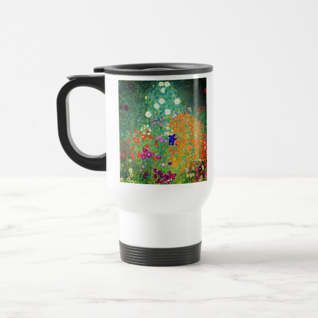 Gustav Klimt Flower Garden Travel Mug (Left)