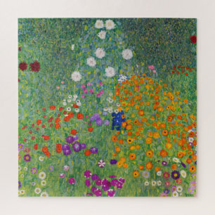Gustav Klimt Flower Garden Vintage Art Nouveau Jigsaw Puzzle