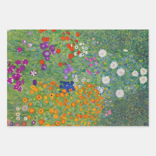 Gustav Klimt Flower Garden Vintage Art Nouveau Wrapping Paper Sheet