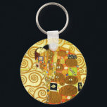 Gustav Klimt Fulfilment Key Chain<br><div class="desc">Gustav Klimt Fulfilment key chain. Frieze from 1909. Completed during Klimt’s golden phase, Fulfilment features an embracing couple holding each other beneath a multi-patterned quilt featuring spirals, eyes, birds, fish and other shapes. The background of the work features the same bronze spirals that would adorn the artist’s renowned Tree of...</div>