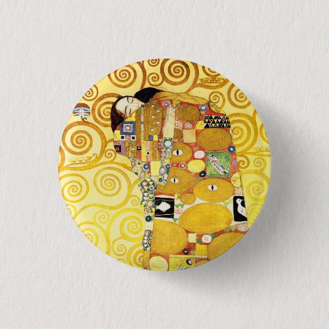 Gustav Klimt Fulfilment Lovers Fine Art 3 Cm Round Badge (Front)