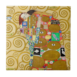 Gustav Klimt Fulfilment Nouveau Couple Ceramic Tile