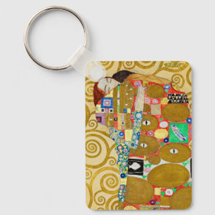 Gustav Klimt Fulfilment Nouveau Couple Key Ring