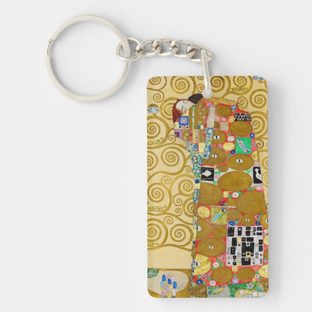 Gustav Klimt Fulfilment Nouveau Couple Key Ring (Front)