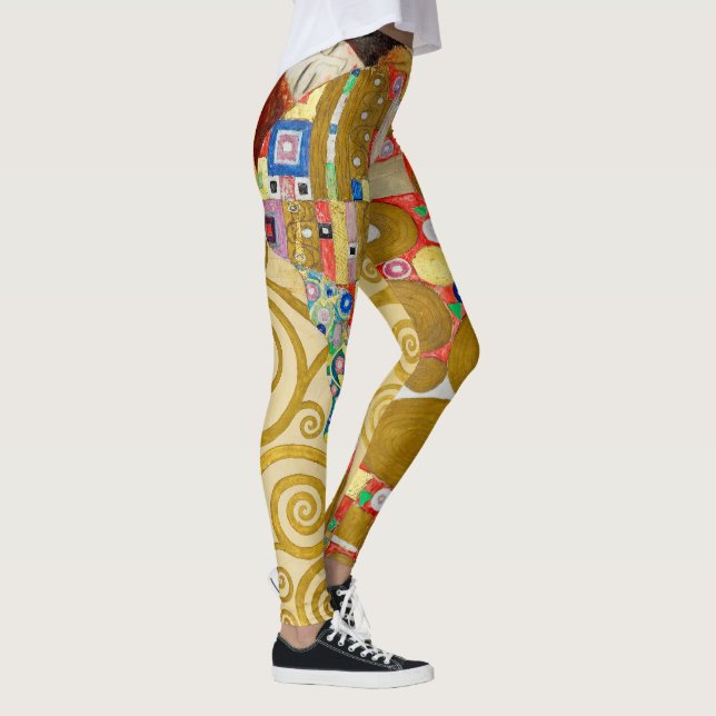 Gustav Klimt Fulfilment Nouveau Couple Leggings (Right)