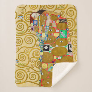 Gustav Klimt Fulfilment Nouveau Couple Sherpa Blanket