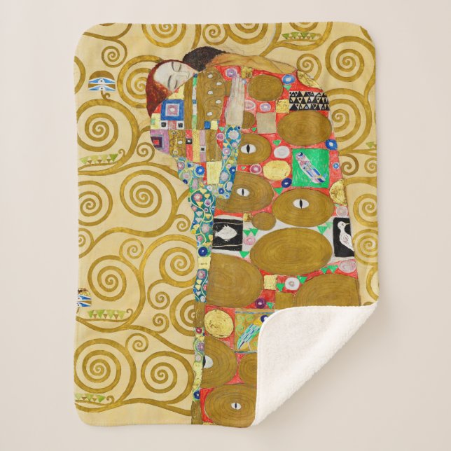 Gustav Klimt Fulfilment Nouveau Couple Sherpa Blanket (Front)