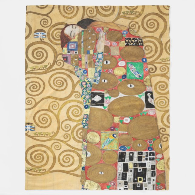 Gustav Klimt - Fulfilment, Stoclet Frieze Fleece Blanket (Front)