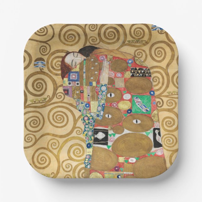 Gustav Klimt - Fulfilment, Stoclet Frieze Paper Plate (Front)