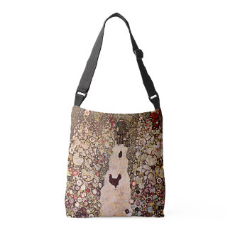 Gustav Klimt Garden Path Painting, Earthy Tones Crossbody Bag