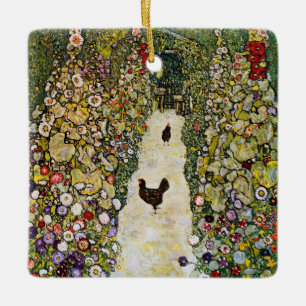 Gustav Klimt - Garden Path with Chickens Ceramic Ornament