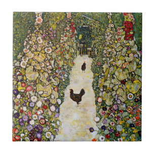 Gustav Klimt - Garden Path with Chickens Ceramic Tile