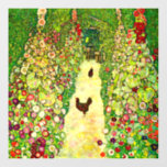 Gustav Klimt Garden with Chickens<br><div class="desc">Window Cling featuring Gustav Klimt’s oil painting Garden with Roosters (1917). Two brown chickens stand on a garden path. Beautiful pink,  red,  and white flowers bloom along the path. A great gift for fans of Art Nouveau and Austrian art.</div>