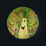 Gustav Klimt Garden with Chickens 6 Cm Round Badge<br><div class="desc">Button featuring Gustav Klimt’s oil painting Garden with Roosters (1917). Two brown chickens stand on a garden path. Beautiful pink,  red,  and white flowers bloom along the path. A great gift for fans of Art Nouveau and Austrian art.</div>