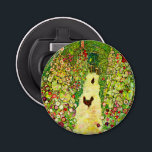 Gustav Klimt Garden with Chickens Bottle Opener<br><div class="desc">Bottle Opener featuring Gustav Klimt’s oil painting Garden with Roosters (1917). Two brown chickens stand on a garden path. Beautiful pink,  red,  and white flowers bloom along the path. A great gift for fans of Art Nouveau and Austrian art.</div>