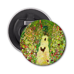 Gustav Klimt Garden with Chickens Bottle Opener
