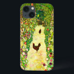 Gustav Klimt Garden with Chickens iPhone 13 Case<br><div class="desc">iPhone Case featuring Gustav Klimt’s oil painting Garden with Roosters (1917). Two brown chickens stand on a garden path. Beautiful pink,  red,  and white flowers bloom along the path. A great gift for fans of Art Nouveau and Austrian art.</div>