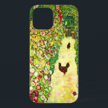 Gustav Klimt Garden with Chickens iPhone 12 Case<br><div class="desc">iPhone Case featuring Gustav Klimt’s oil painting Garden with Roosters (1917). Two brown chickens stand on a garden path. Beautiful pink,  red,  and white flowers bloom along the path. A great gift for fans of Art Nouveau and Austrian art.</div>