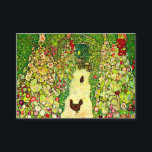 Gustav Klimt Garden with Chickens Enclosure Card<br><div class="desc">Enclosure Cards featuring Gustav Klimt’s oil painting Garden with Roosters (1917). Two brown chickens stand on a garden path. Beautiful pink,  red,  and white flowers bloom along the path. A great gift for fans of Art Nouveau and Austrian art.</div>