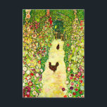 Gustav Klimt Garden with Chickens Enclosure Card<br><div class="desc">Enclosure Cards featuring Gustav Klimt’s oil painting Garden with Roosters (1917). Two brown chickens stand on a garden path. Beautiful pink,  red,  and white flowers bloom along the path. A great gift for fans of Art Nouveau and Austrian art.</div>