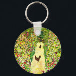 Gustav Klimt Garden with Chickens Key Ring<br><div class="desc">Keychain featuring Gustav Klimt’s oil painting Garden with Roosters (1917). Two brown chickens stand on a garden path. Beautiful pink,  red,  and white flowers bloom along the path. A great gift for fans of Art Nouveau and Austrian art.</div>