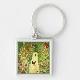 Gustav Klimt Garden with Chickens Key Ring