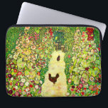 Gustav Klimt Garden with Chickens Laptop Sleeve<br><div class="desc">Laptop Sleeve featuring Gustav Klimt’s oil painting Garden with Roosters (1917). Two brown chickens stand on a garden path. Beautiful pink,  red,  and white flowers bloom along the path. A great gift for fans of Art Nouveau and Austrian art.</div>