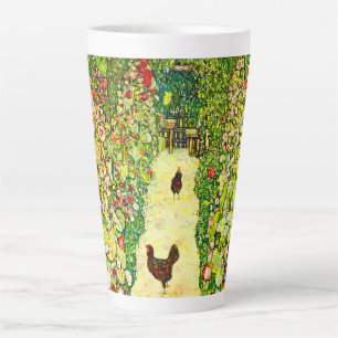 Gustav Klimt Garden with Chickens Latte Mug