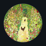 Gustav Klimt Garden with Chickens Magnet<br><div class="desc">Magnet featuring Gustav Klimt’s oil painting Garden with Roosters (1917). Two brown chickens stand on a garden path. Beautiful pink,  red,  and white flowers bloom along the path. A great gift for fans of Art Nouveau and Austrian art.</div>