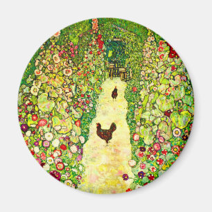 Gustav Klimt Garden with Chickens Magnet