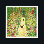Gustav Klimt Garden with Chickens Napkin<br><div class="desc">Napkins featuring Gustav Klimt’s oil painting Garden with Roosters (1917). Two brown chickens stand on a garden path. Beautiful pink,  red,  and white flowers bloom along the path. A great gift for fans of Art Nouveau and Austrian art.</div>