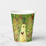 Gustav Klimt Garden with Chickens Paper Cups<br><div class="desc">Paper Cups featuring Gustav Klimt’s oil painting Garden with Roosters (1917). Two brown chickens stand on a garden path. Beautiful pink,  red,  and white flowers bloom along the path. A great gift for fans of Art Nouveau and Austrian art.</div>
