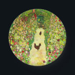 Gustav Klimt Garden with Chickens Paper Plate<br><div class="desc">Paper Plates featuring Gustav Klimt’s oil painting Garden with Roosters (1917). Two brown chickens stand on a garden path. Beautiful pink,  red,  and white flowers bloom along the path. A great gift for fans of Art Nouveau and Austrian art.</div>