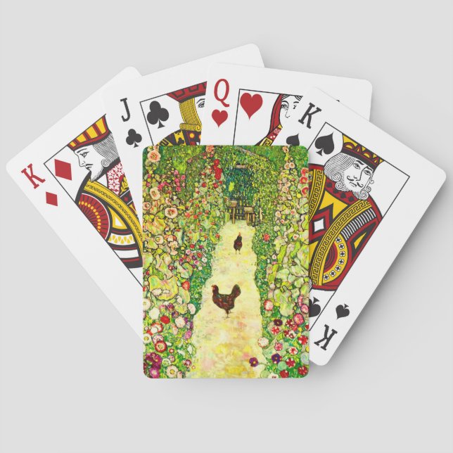 Gustav Klimt Garden with Chickens Playing Cards (Back)