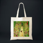 Gustav Klimt Garden with Chickens Tote Bag<br><div class="desc">Tote Bag featuring Gustav Klimt’s oil painting Garden with Roosters (1917). Two brown chickens stand on a garden path. Beautiful pink,  red,  and white flowers bloom along the path. A great gift for fans of Art Nouveau and Austrian art.</div>