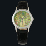 Gustav Klimt Garden with Chickens Watch<br><div class="desc">Watch featuring Gustav Klimt’s oil painting Garden with Roosters (1917). Two brown chickens stand on a garden path. Beautiful pink,  red,  and white flowers bloom along the path. A great gift for fans of Art Nouveau and Austrian art.</div>