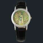 Gustav Klimt Garden with Chickens Watch<br><div class="desc">Watch featuring Gustav Klimt’s oil painting Garden with Roosters (1917). Two brown chickens stand on a garden path. Beautiful pink,  red,  and white flowers bloom along the path. A great gift for fans of Art Nouveau and Austrian art.</div>