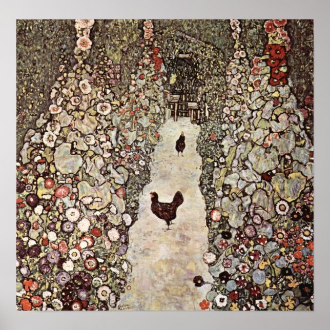 Gustav Klimt Garden With Roosters Poster (Front)