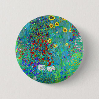 Gustav Klimt Garden with Sunflowers 6 Cm Round Badge
