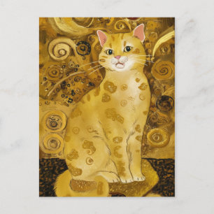 Gustav Klimt gold cute cat spoof, Gustav klimt art Postcard