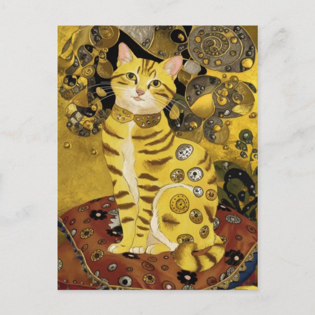 Gustav Klimt gold cute cat spoof, Gustav klimt art Postcard (Front)