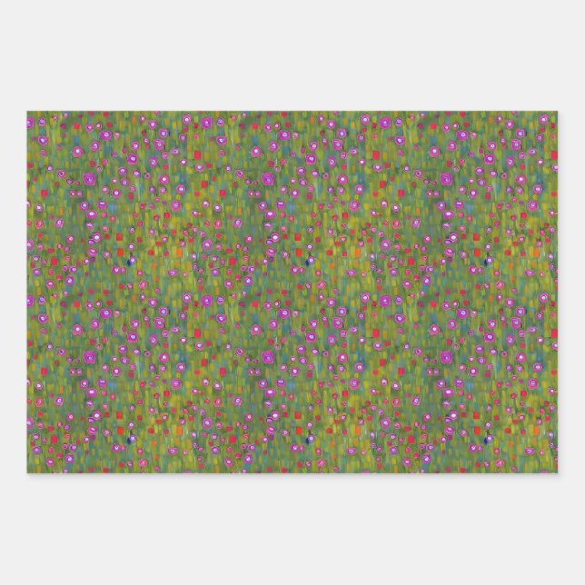 Gustav Klimt Inspired Patterns Wrapping Paper Sheet (Front)