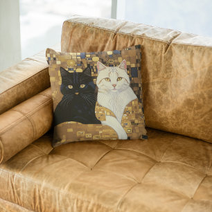 Gustav Klimt Inspired Two Cats In Bed Cushion