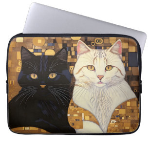 Gustav Klimt Inspired Two Cats In Bed Laptop Sleeve