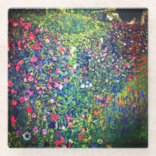 Gustav Klimt Italian Garden Glass Coaster