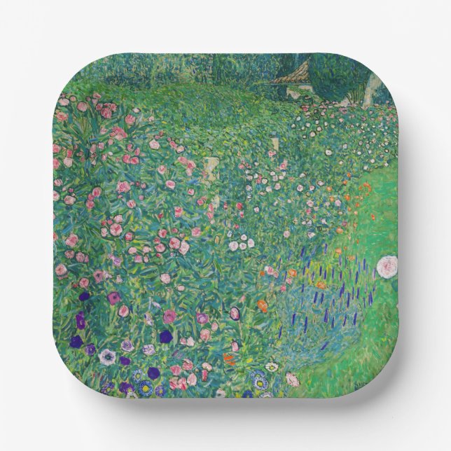 Gustav Klimt - Italian Garden Landscape Paper Plate (Front)