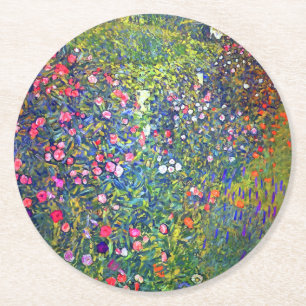 Gustav Klimt Italian Garden Round Paper Coaster