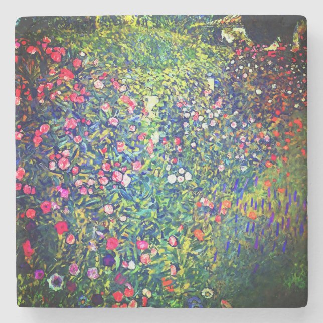 Gustav Klimt Italian Garden Stone Coaster (Front)