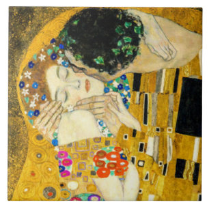 Gustav Klimt Kiss / Valentine's Day Romantic Art Ceramic Tile