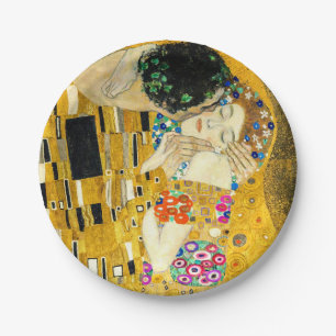 Gustav Klimt Kiss / Valentine's Day Romantic Art Paper Plate